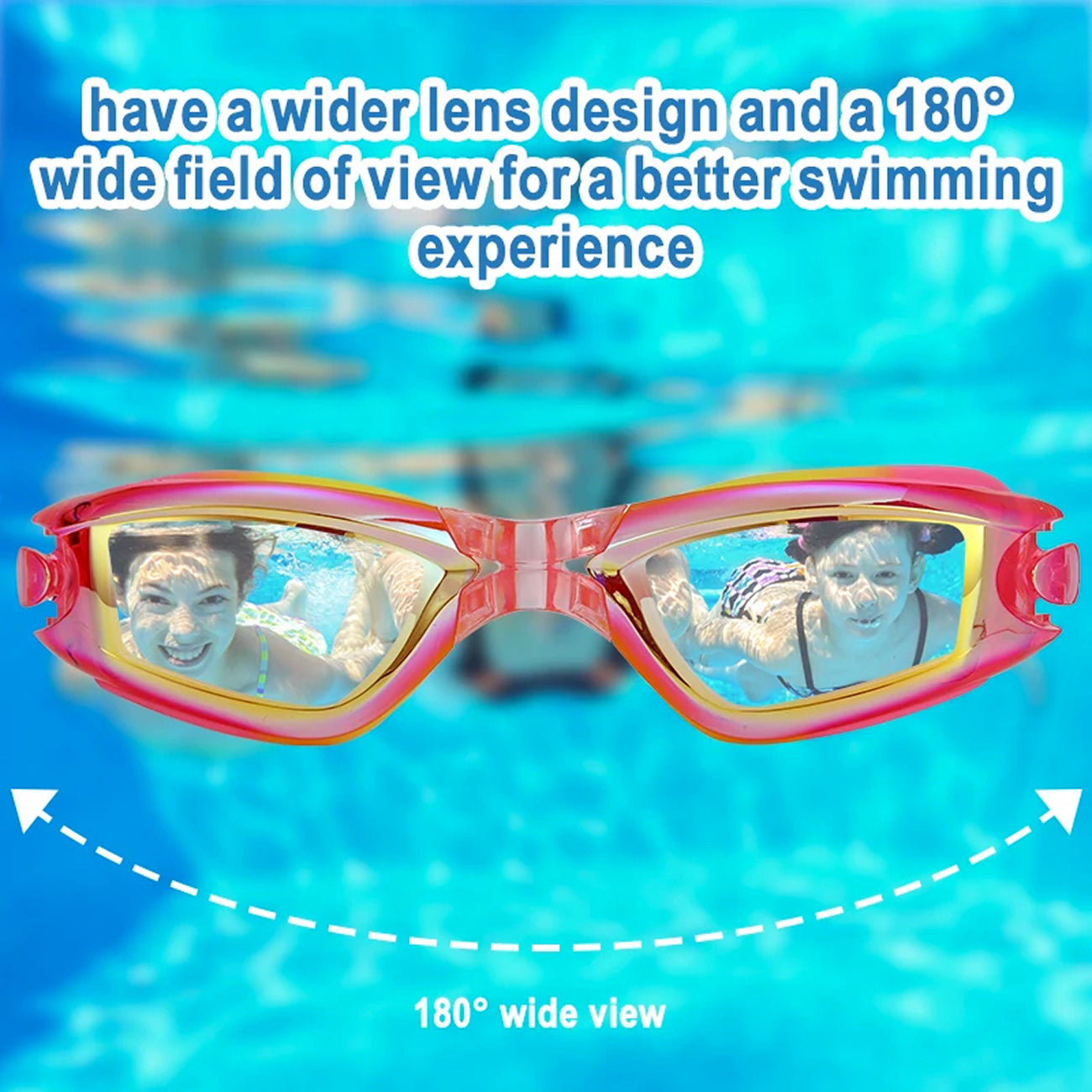 KidSeesal Anti-Fog Kids Swim Goggles with 180° Panoramic View