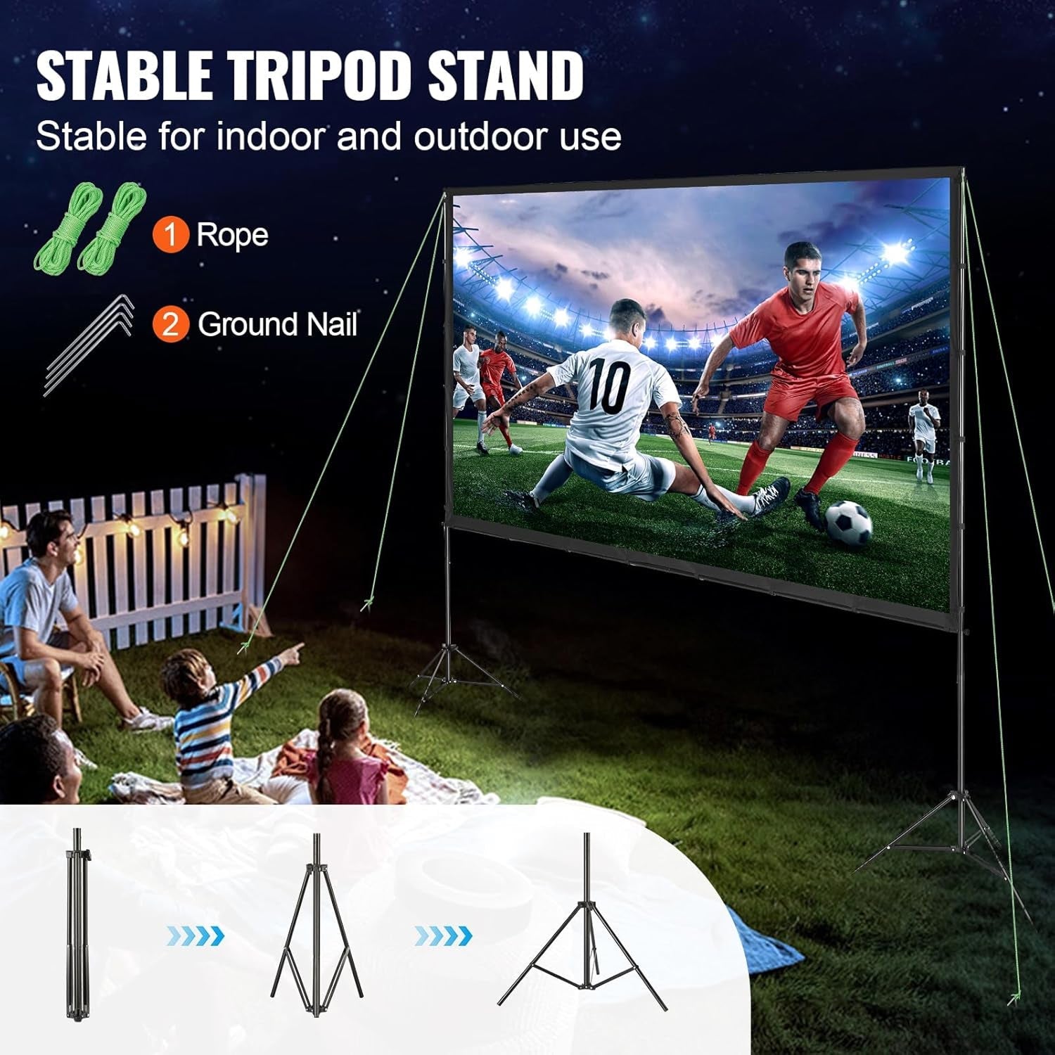 AiriViewi 120-inch Portable Outdoor Projector Screen with Stand