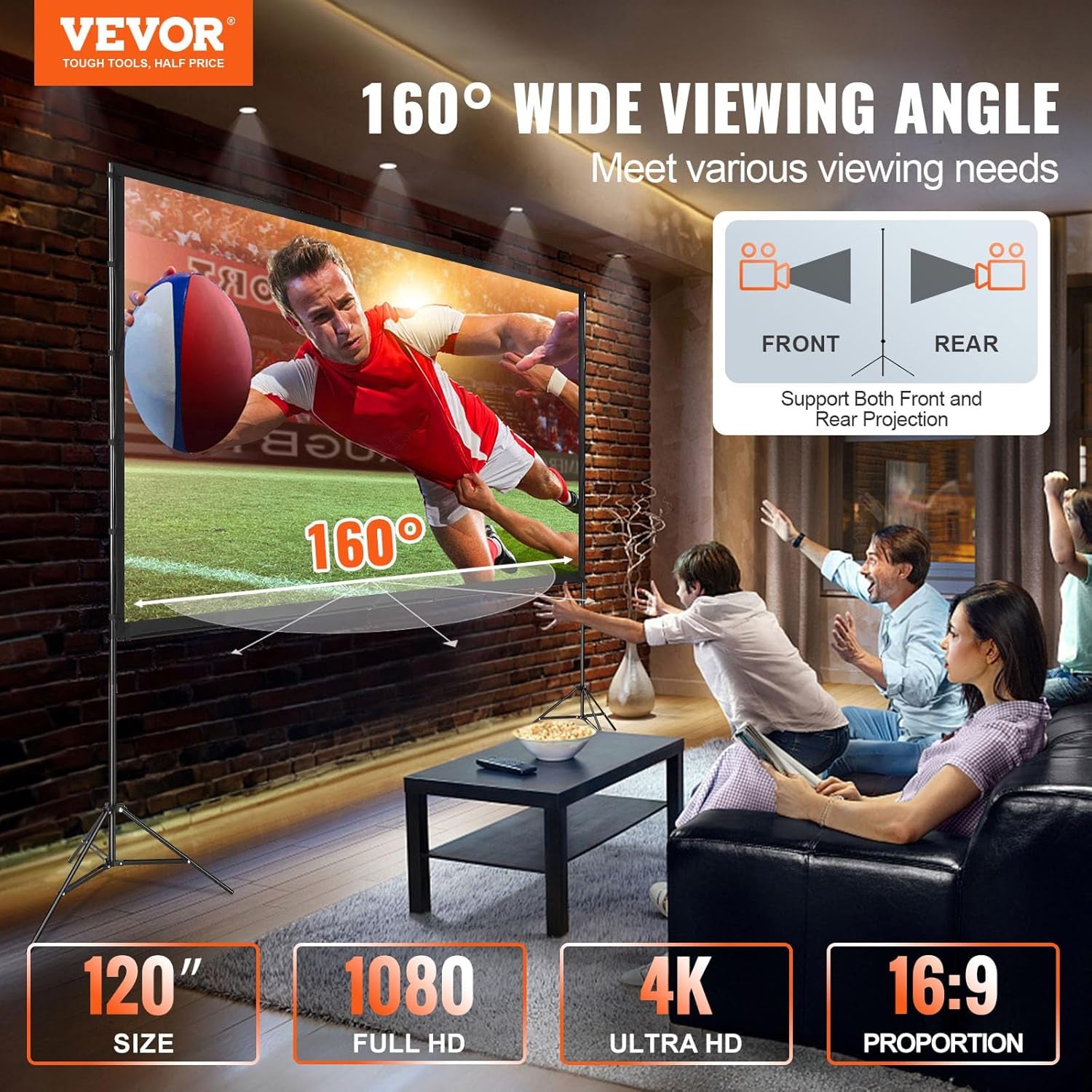 AiriViewi 120-inch Portable Outdoor Projector Screen with Stand