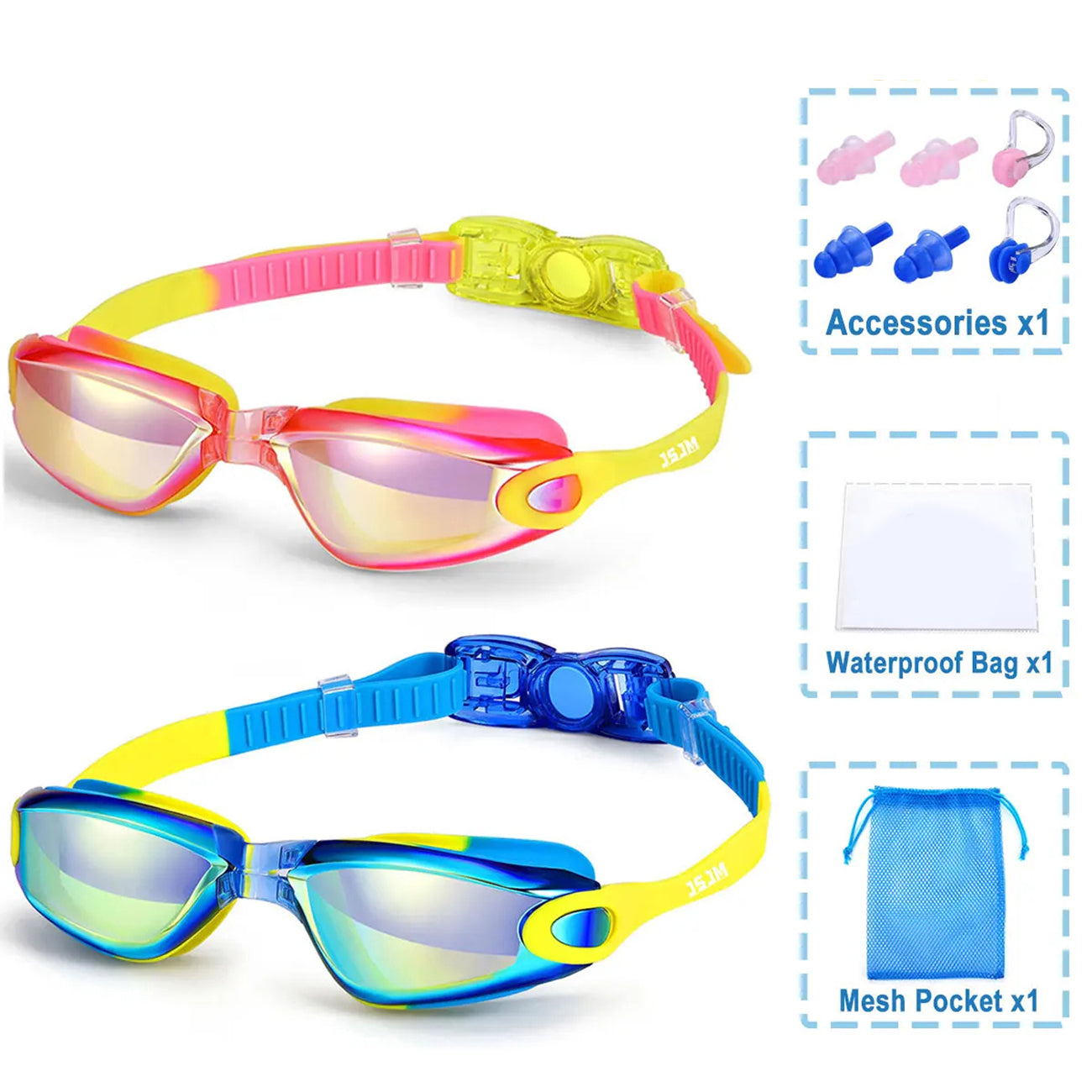 KidSeesal Anti-Fog Kids Swim Goggles with 180° Panoramic View