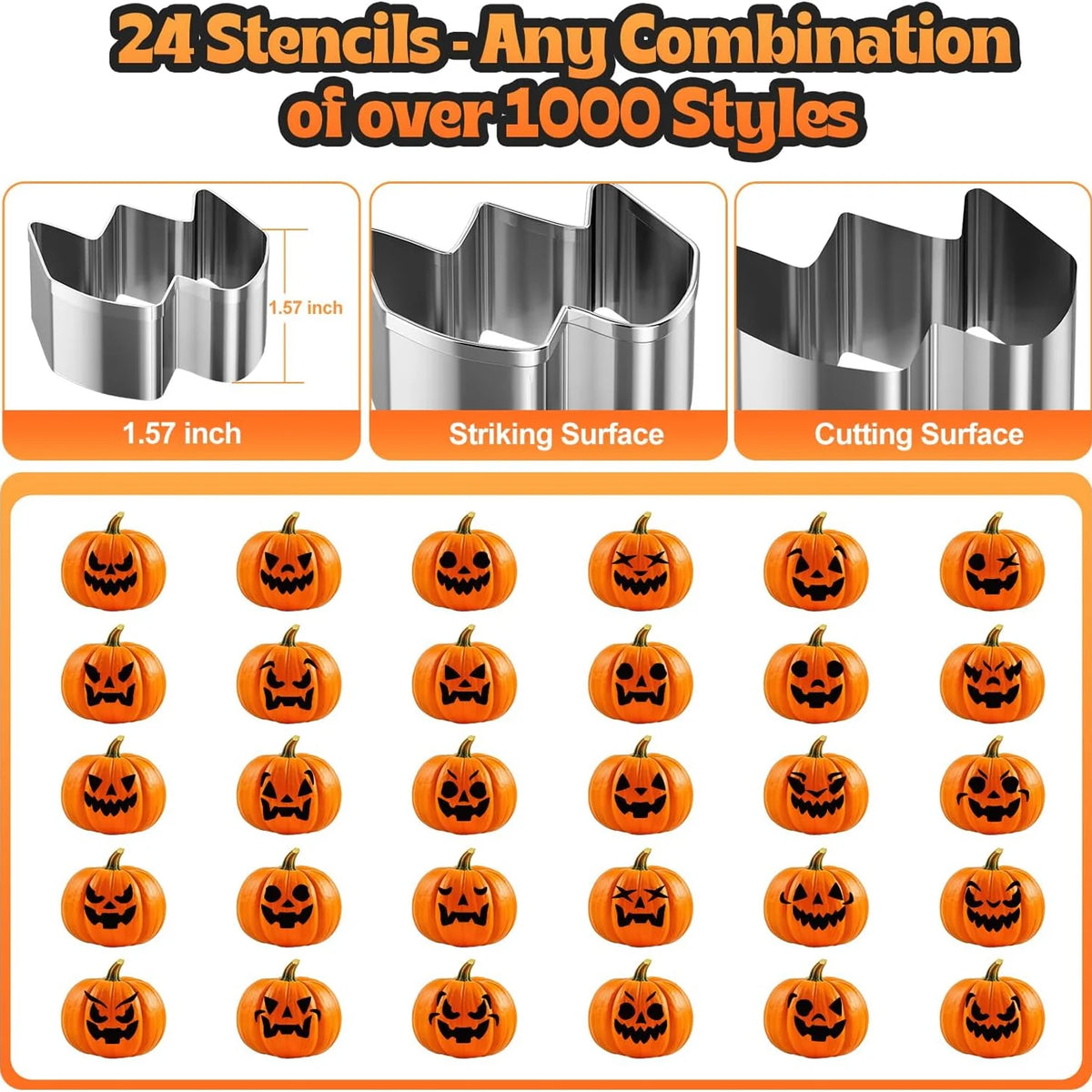 XpumpMax Stainless Steel Pumpkin Carving Kit with Stencils