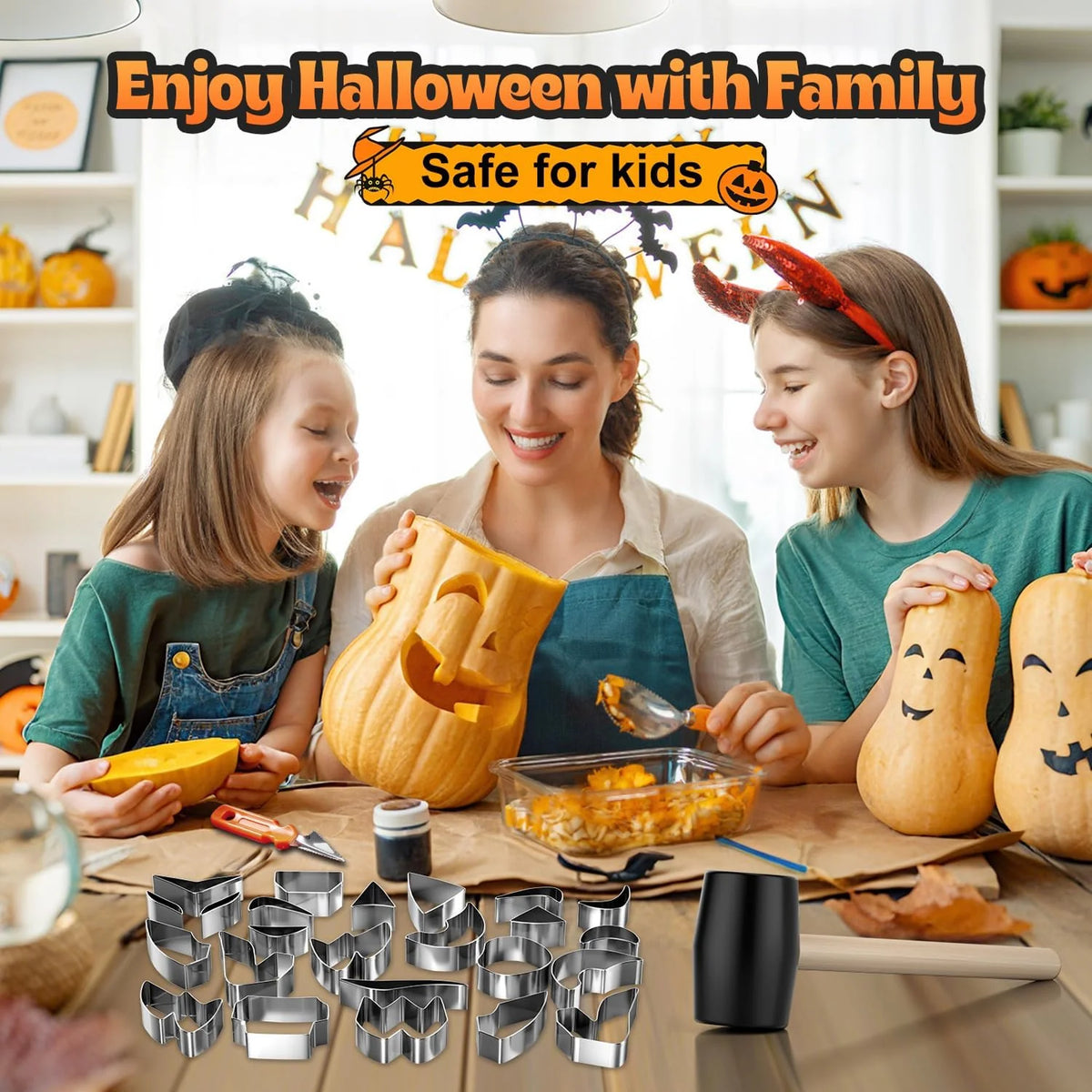 XpumpMax Stainless Steel Pumpkin Carving Kit with Stencils