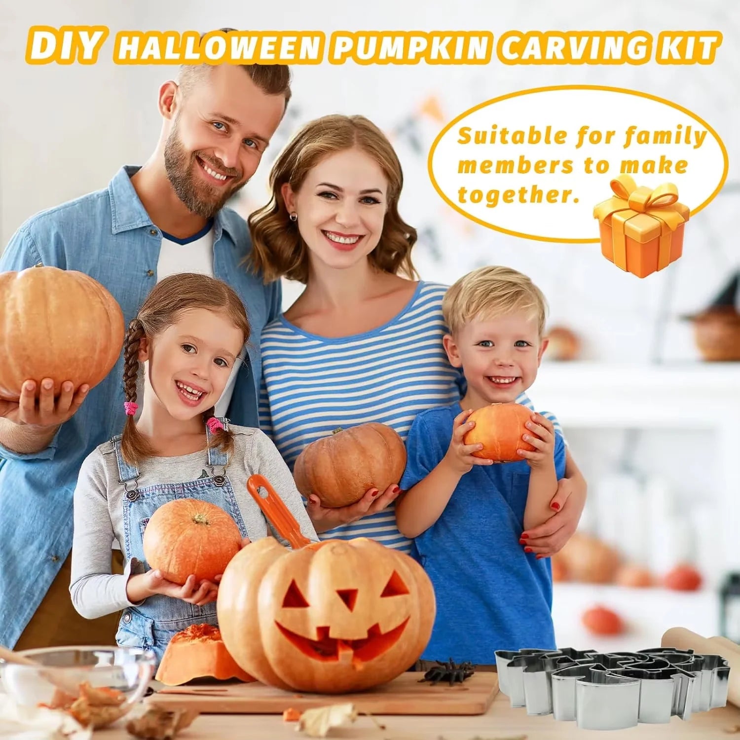 XpumpMax Stainless Steel Pumpkin Carving Kit with Stencils