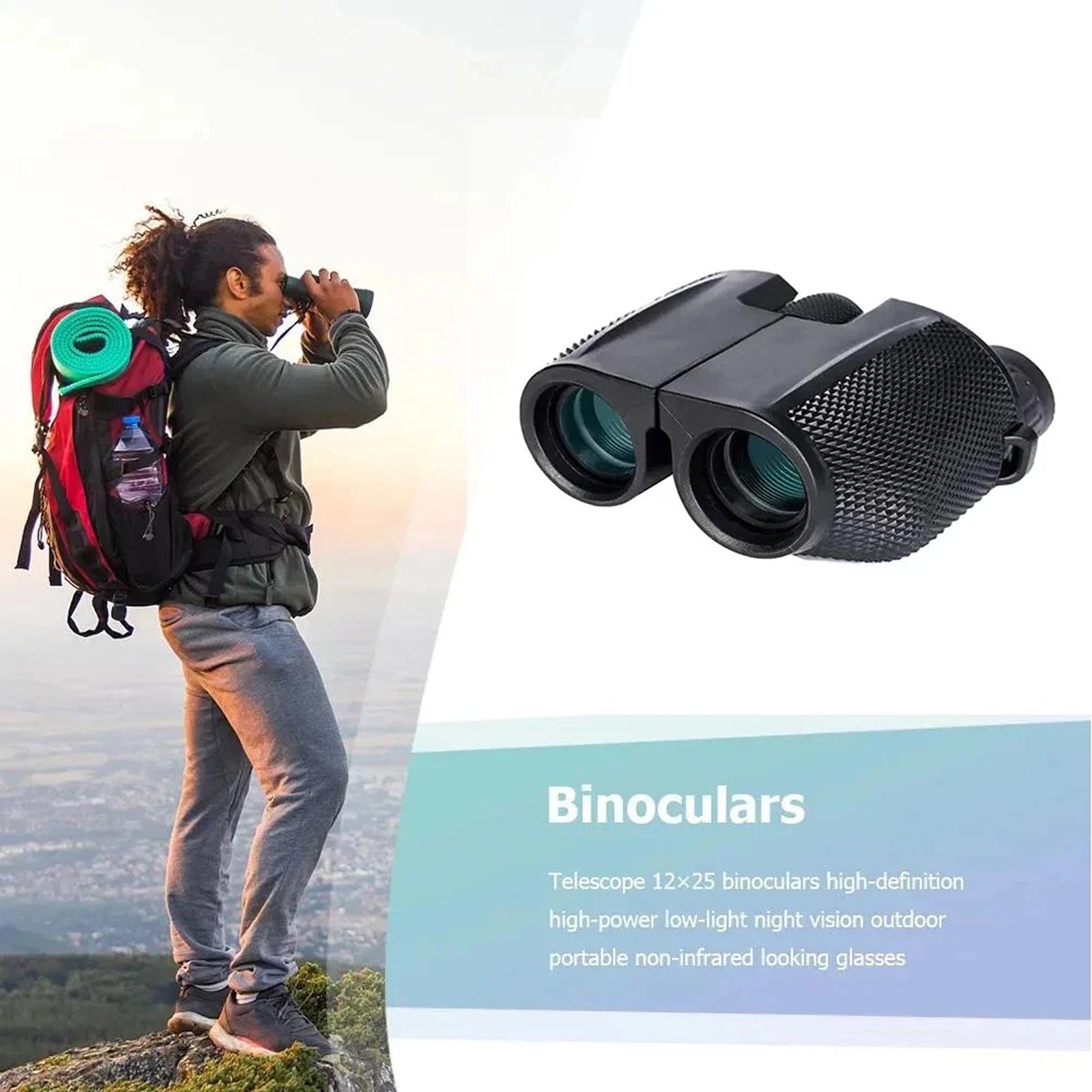 PociScope 10x25 Shockproof Kids Binoculars with BAK4 Prisms
