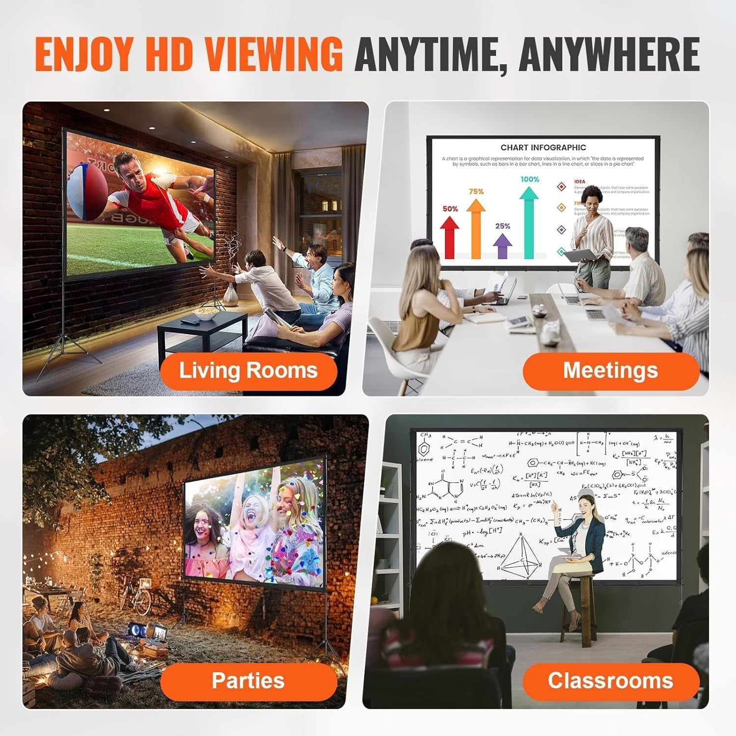 AiriViewi 120-inch Portable Outdoor Projector Screen with Stand