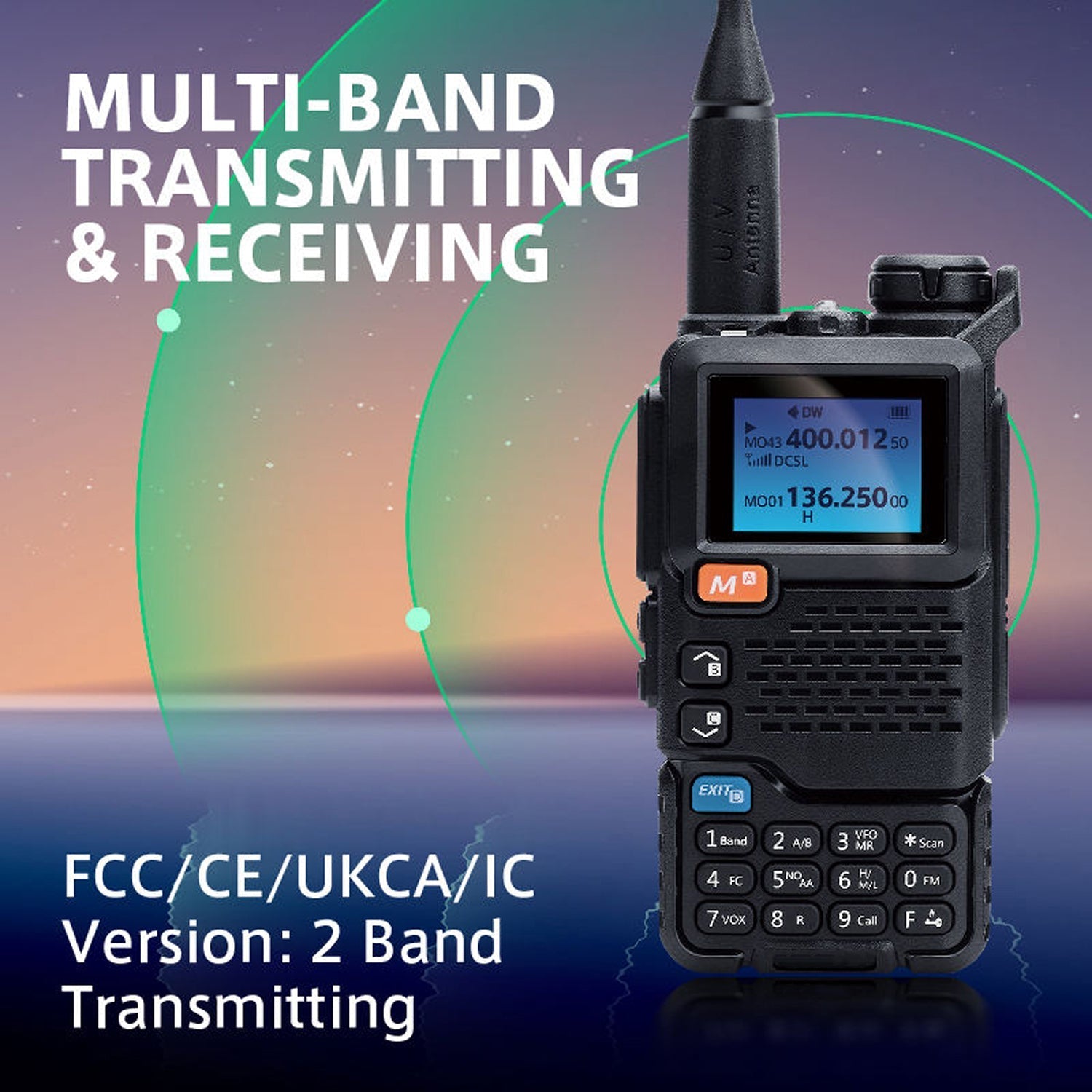 GriRadion Long Range 5W Marine Radio - 3KM Dual-Band VHF/UHF