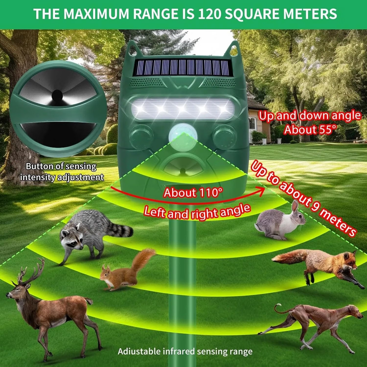 FendGady Ultrasonic Deer Repeller | Solar Powered Garden Deterrent