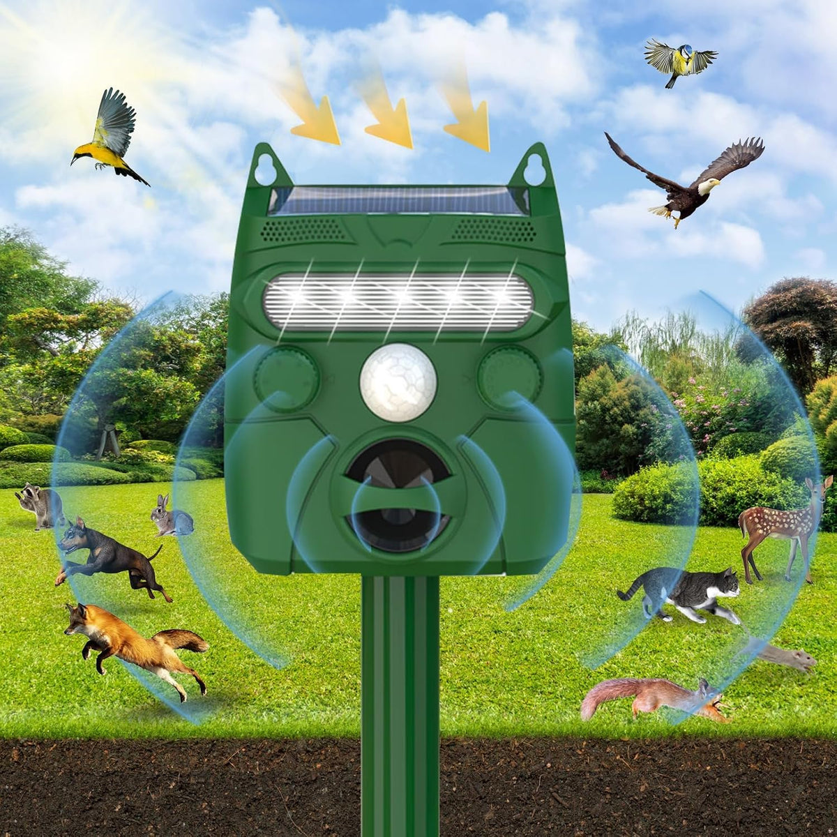 FendGady Ultrasonic Deer Repeller | Solar Powered Garden Deterrent