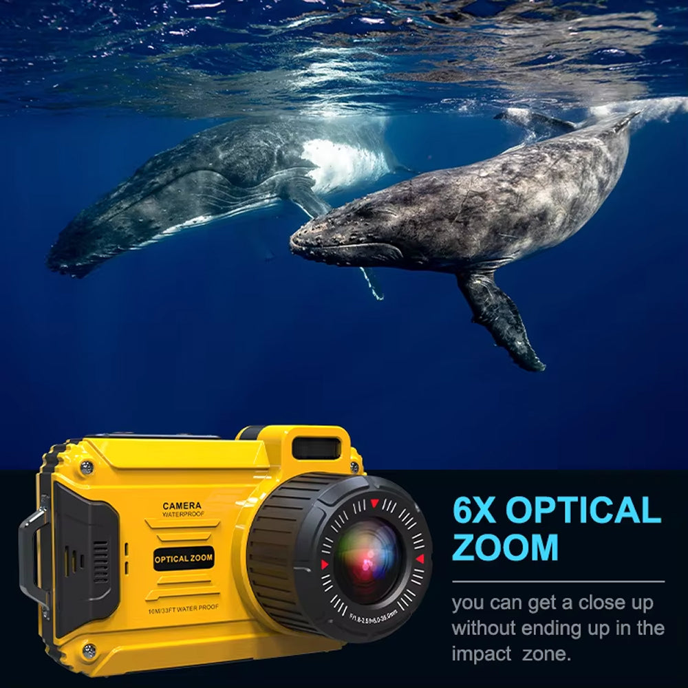 AbysicCam 2.7K HD Waterproof Underwater Camera with LED Flash