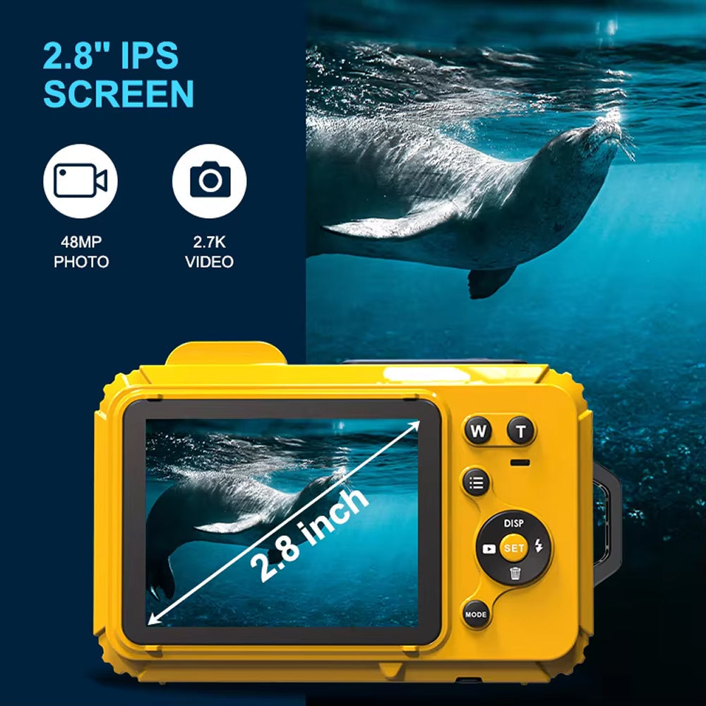 AbysicCam 2.7K HD Waterproof Underwater Camera with LED Flash