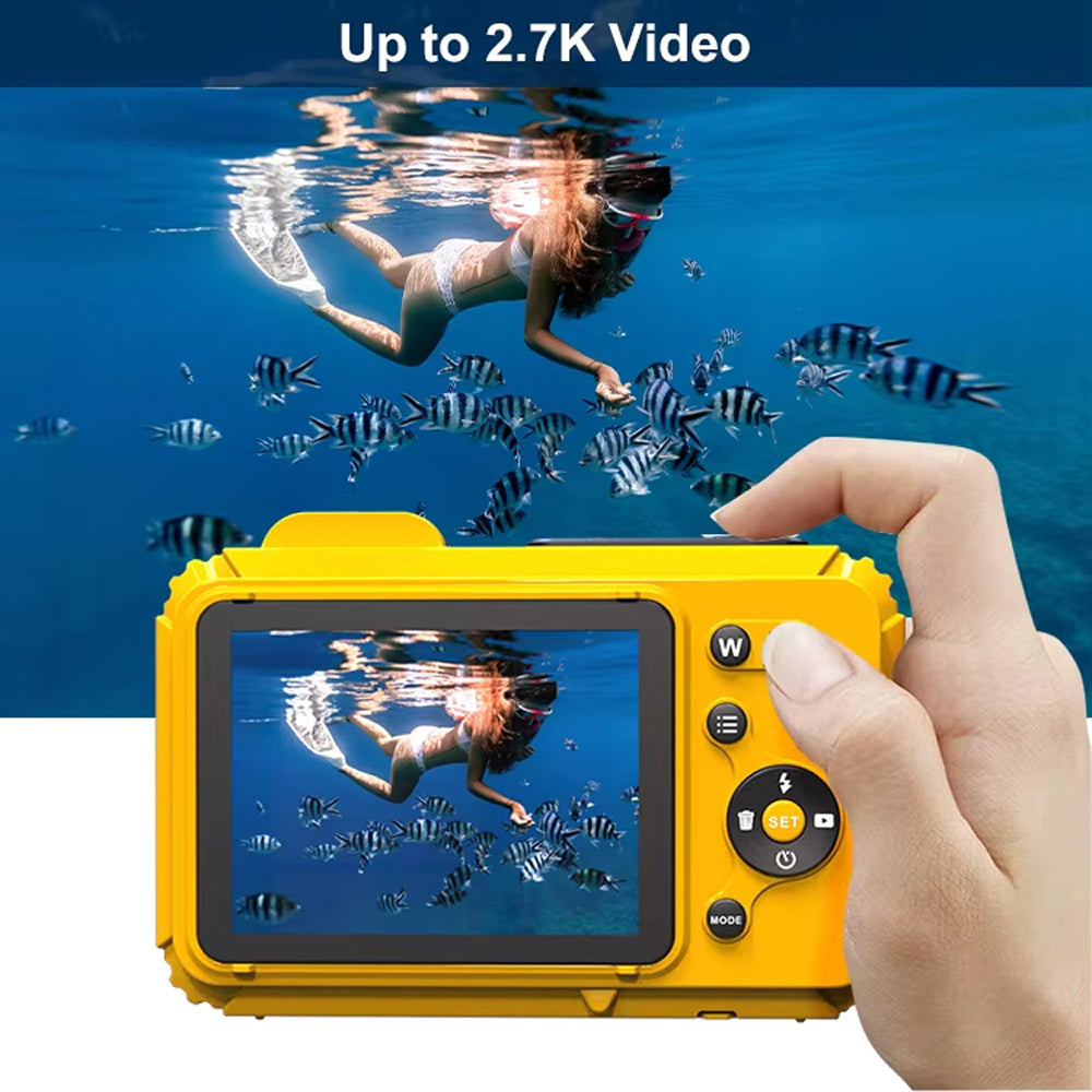 AbysicCam 2.7K HD Waterproof Underwater Camera with LED Flash