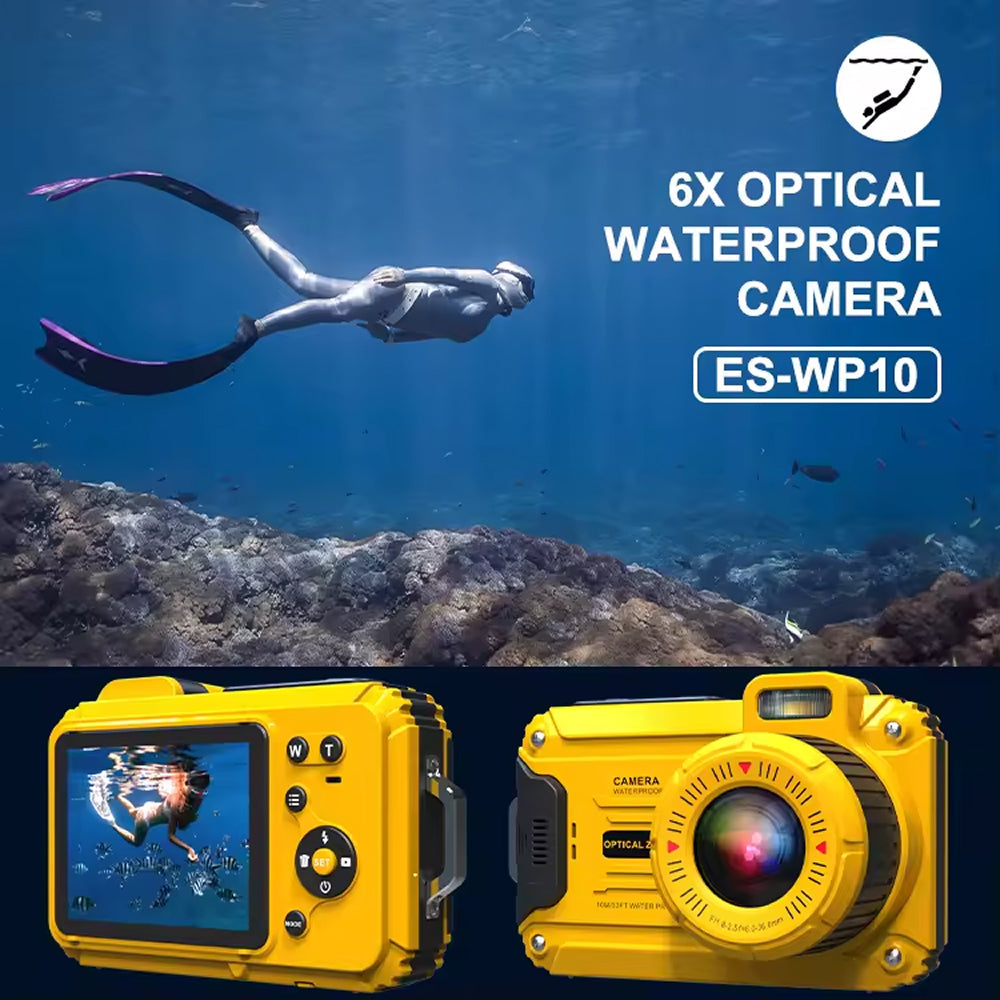 AbysicCam 2.7K HD Waterproof Underwater Camera with LED Flash