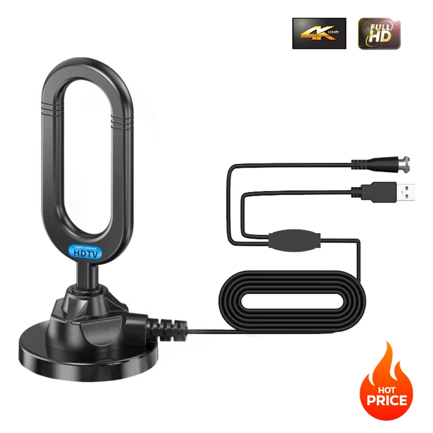 AeriZeni Amplified Digital TV Antenna | 4K 1080p Indoor Outdoor