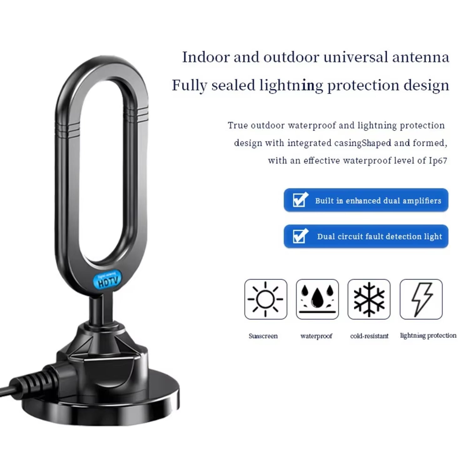 AeriZeni Amplified Digital TV Antenna | 4K 1080p Indoor Outdoor
