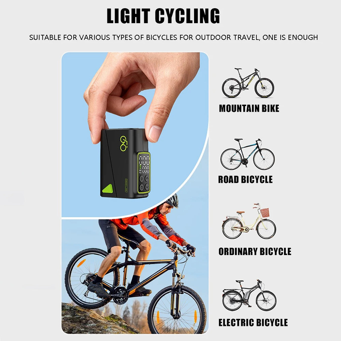 AirVoltix Portable Electric Bike Pump 150 PSI for Road & MTB