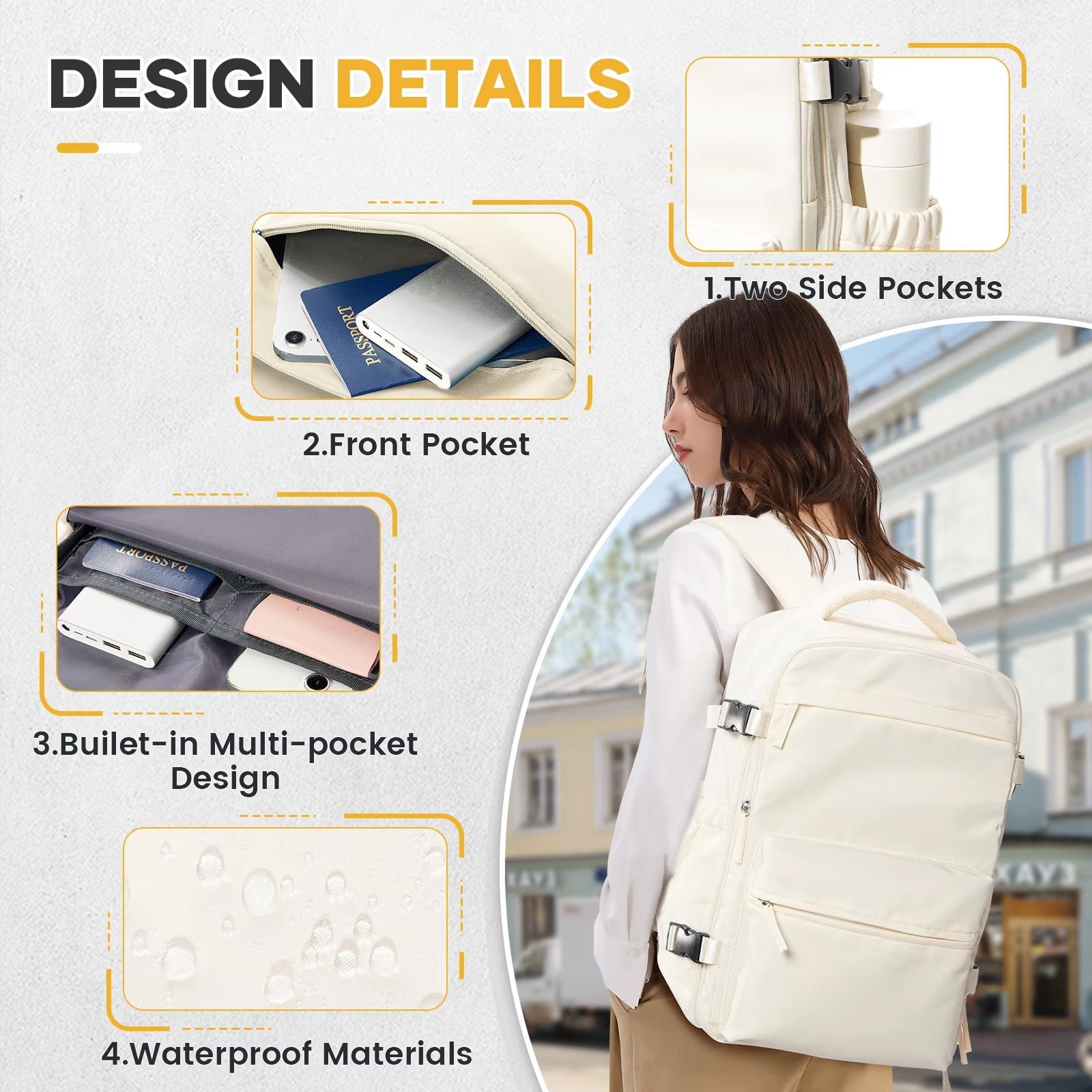 BackyVaff Vacuum Compression Travel Backpack for Ryanair 40x20x25cm