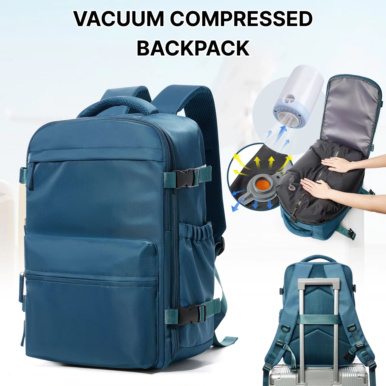 BackyVaff Vacuum Compression Travel Backpack for Ryanair 40x20x25cm