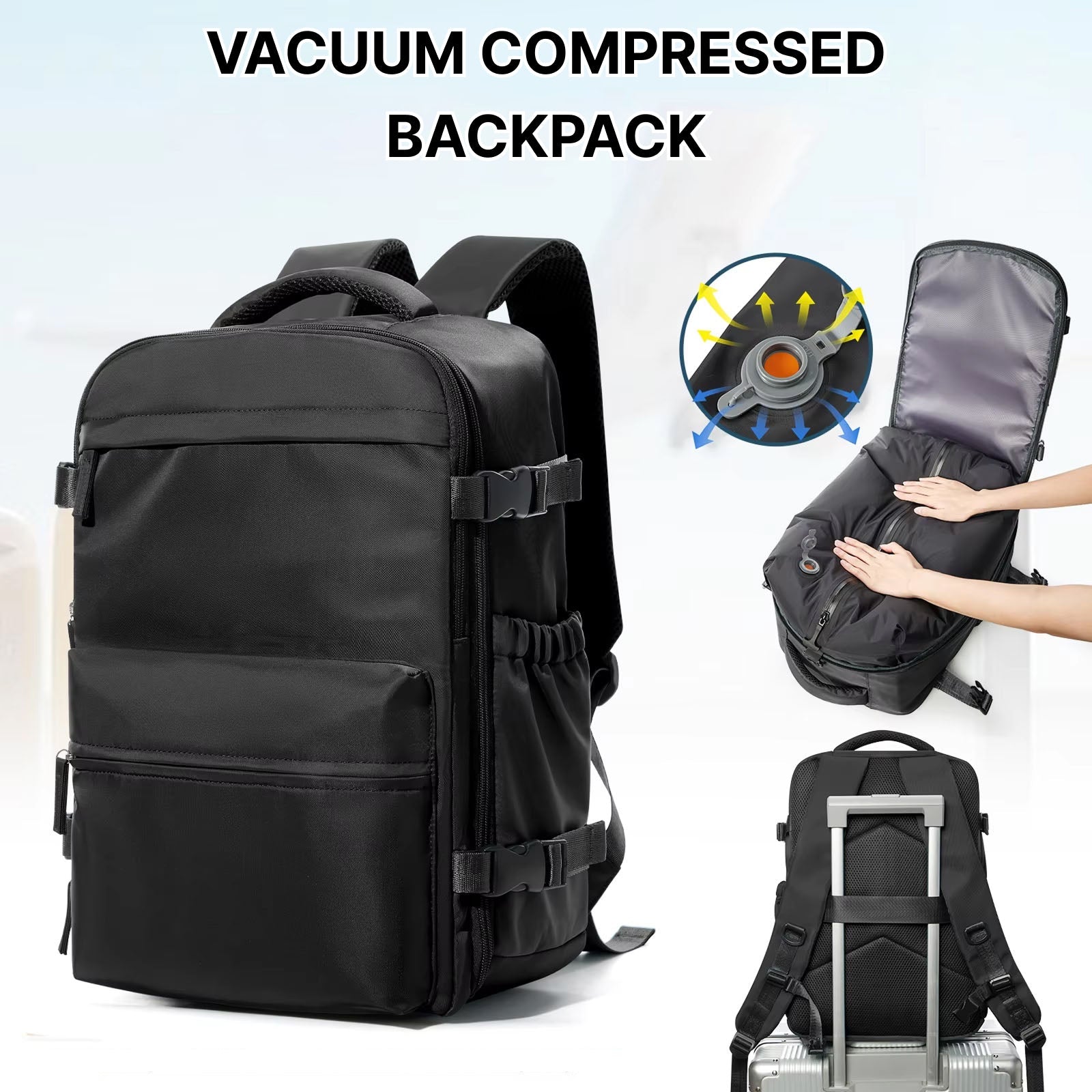 BackyVaff Vacuum Compression Travel Backpack for Ryanair 40x20x25cm