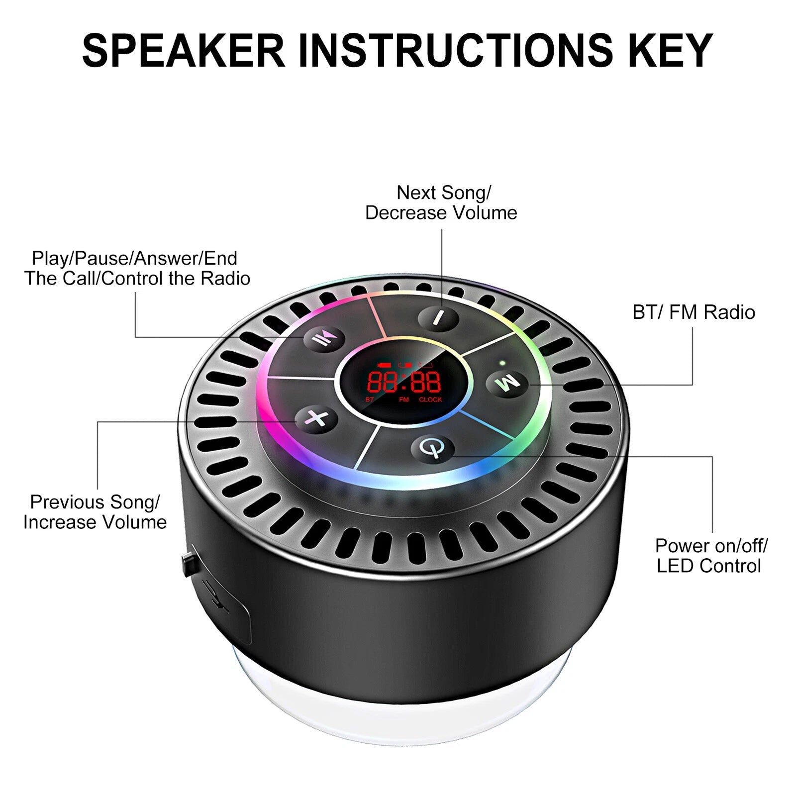 BathAqafi Premium Waterproof Shower Speaker with 12H Battery