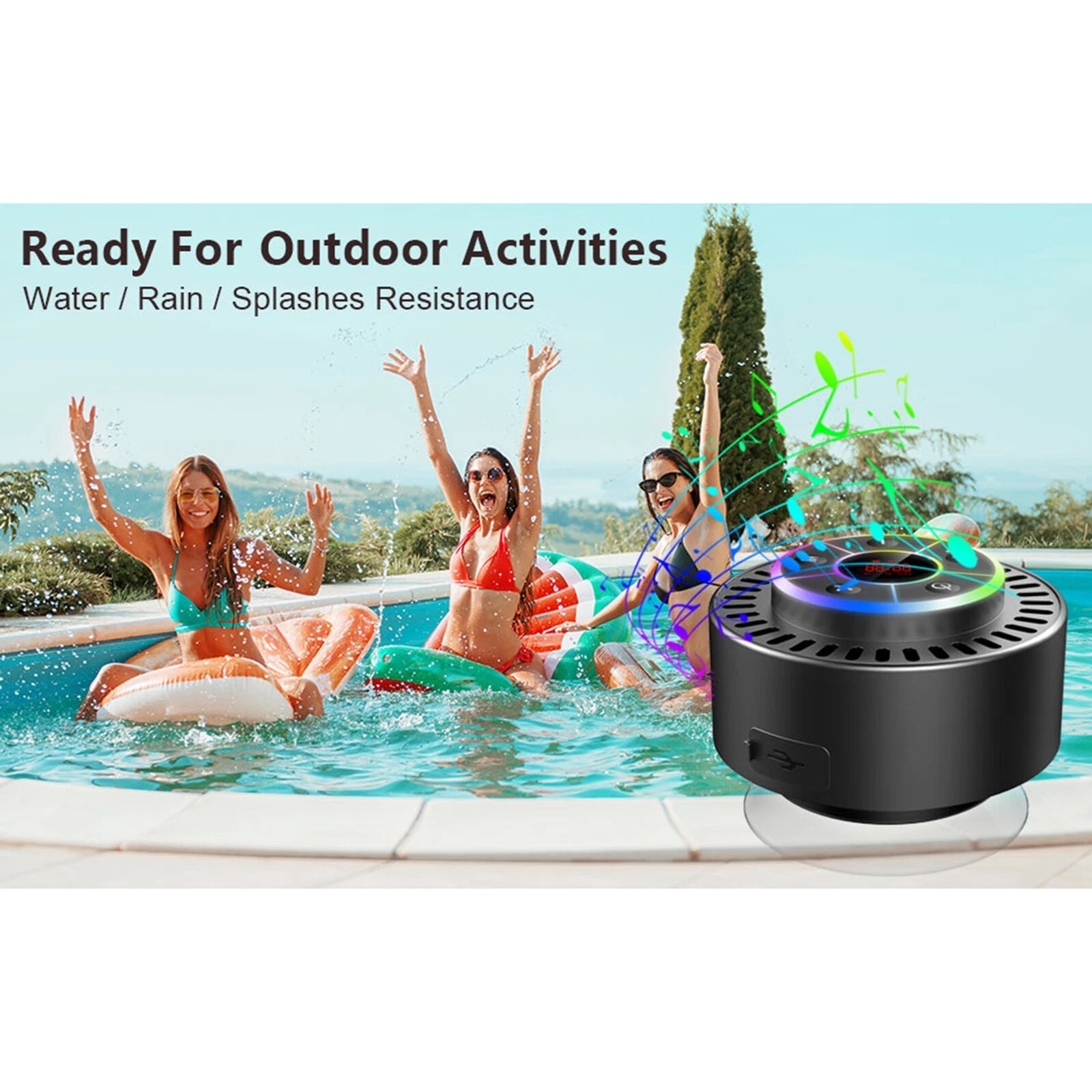 BathAqafi Premium Waterproof Shower Speaker with 12H Battery