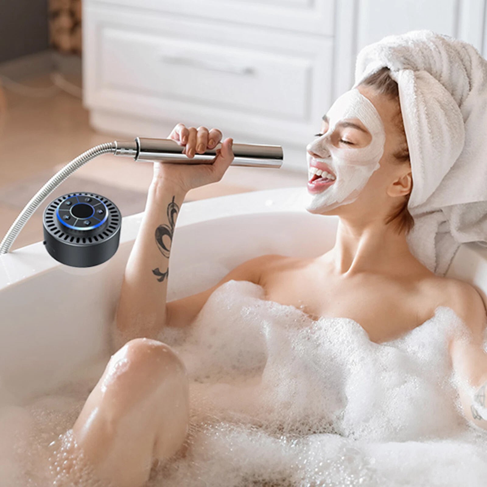 BathAqafi Premium Waterproof Shower Speaker with 12H Battery