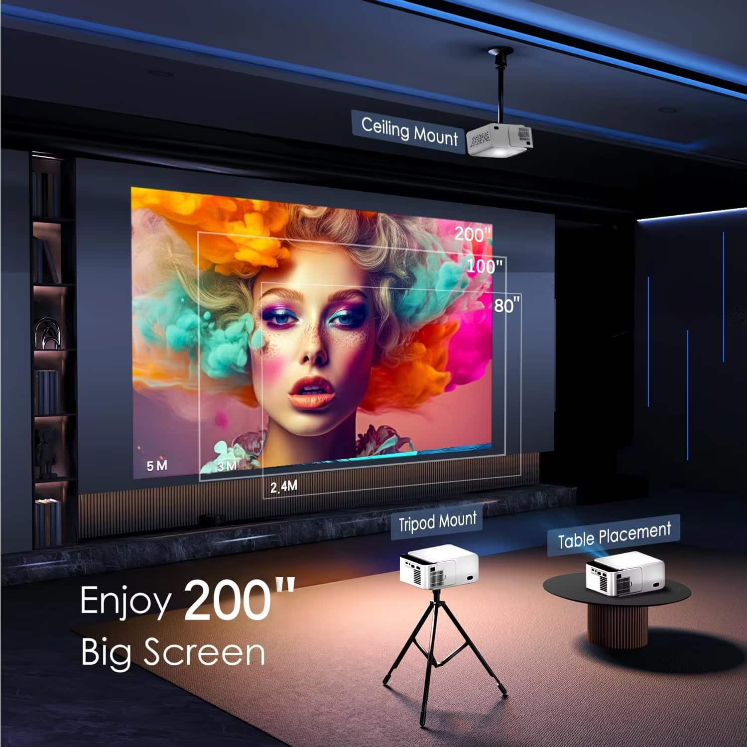 BeamitPoke 4K Ultra HD Portable Projector with WiFi6