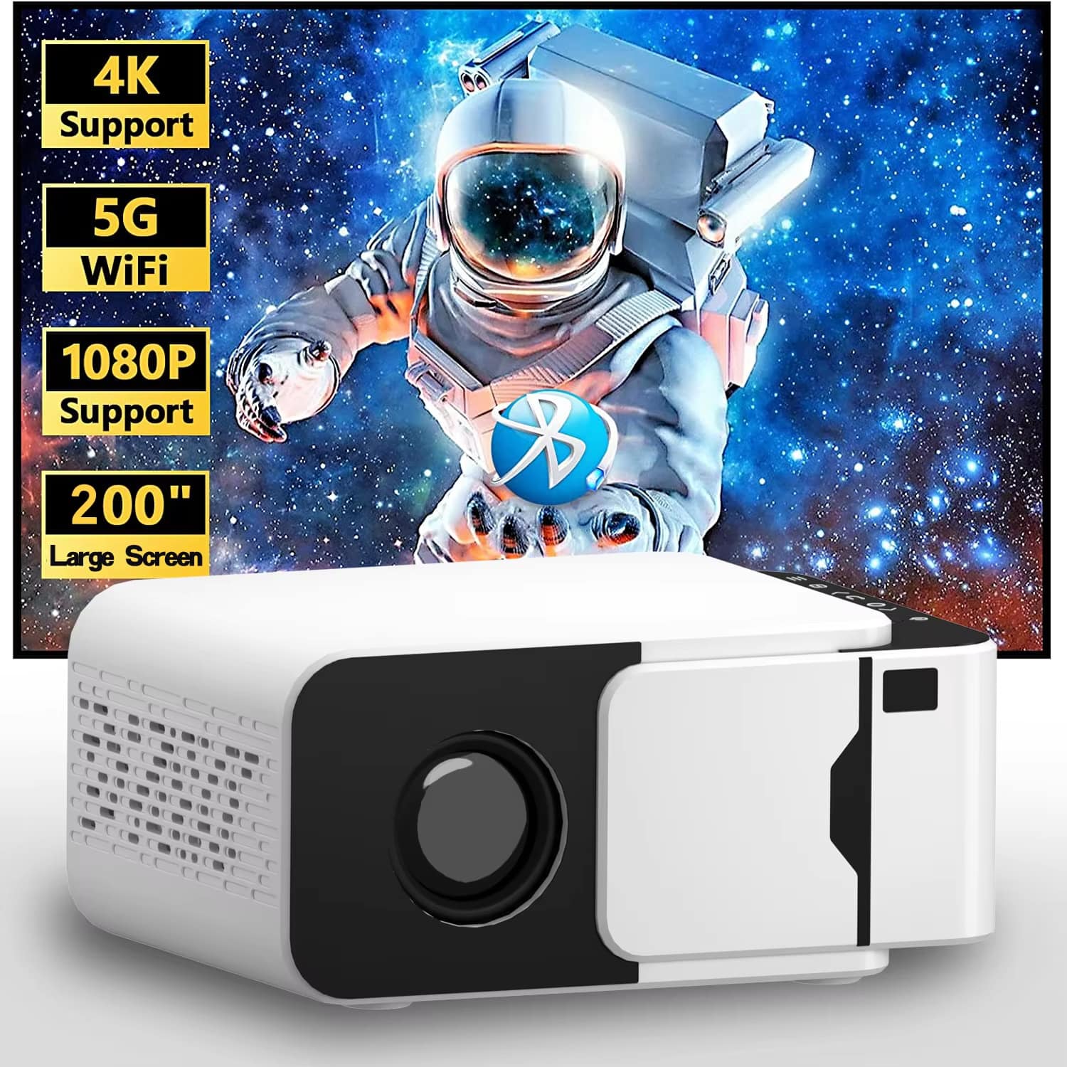 BeamitPoke 4K Ultra HD Portable Projector with WiFi6