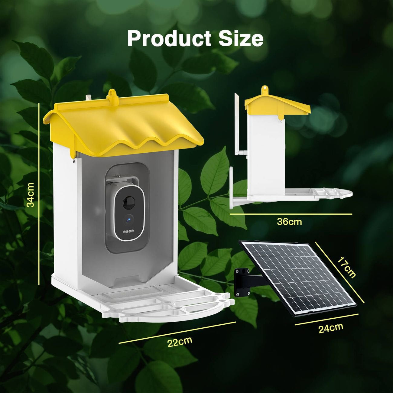 BirdieSaw AI Bird Feeder Camera with 7W Solar Panel & HD Streaming