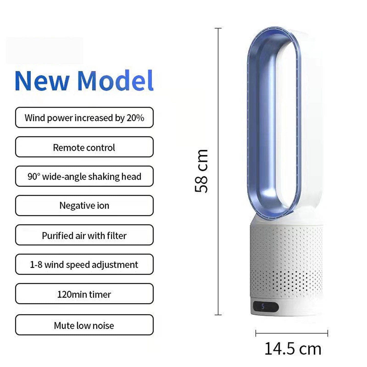 Breezaic Bladeless Tower Fan with UV Air Purification