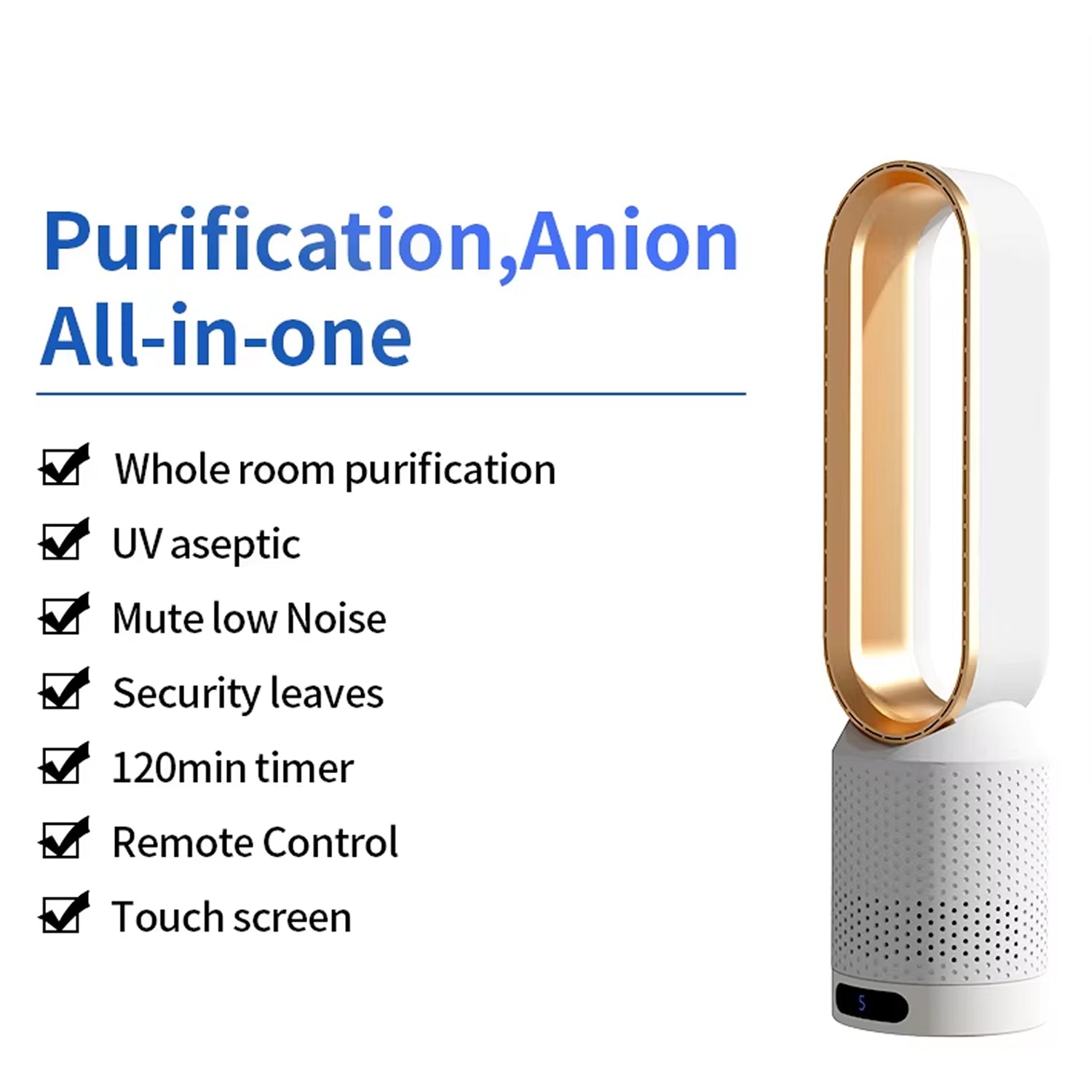 Breezaic Bladeless Tower Fan with UV Air Purification