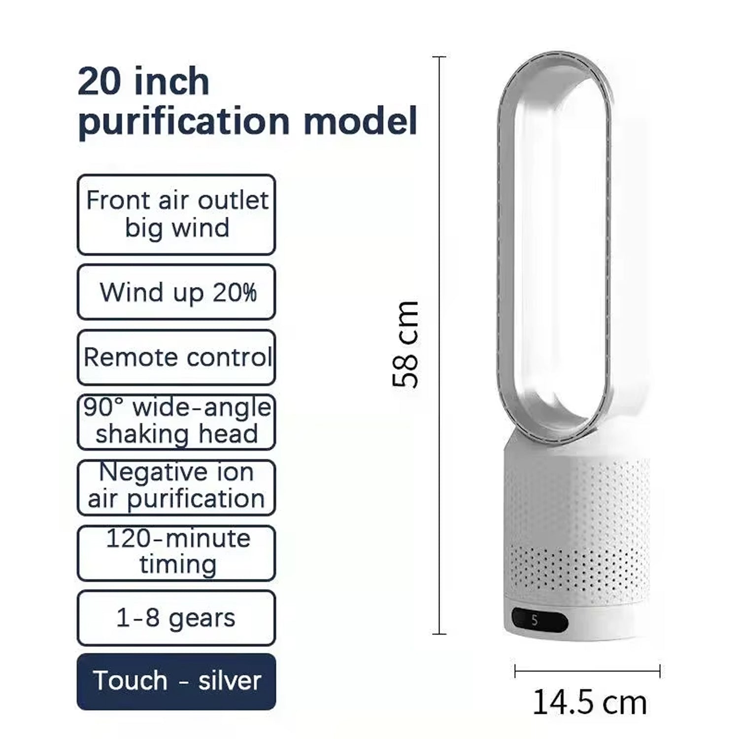 Breezaic Bladeless Tower Fan with UV Air Purification