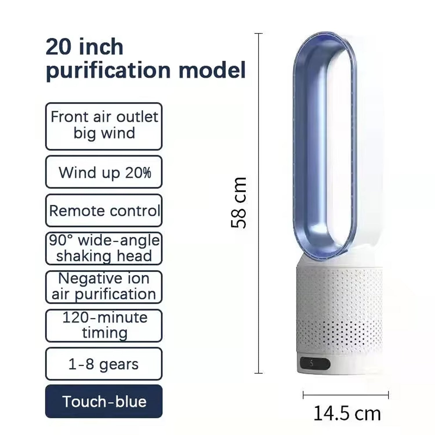 Breezaic Bladeless Tower Fan with UV Air Purification