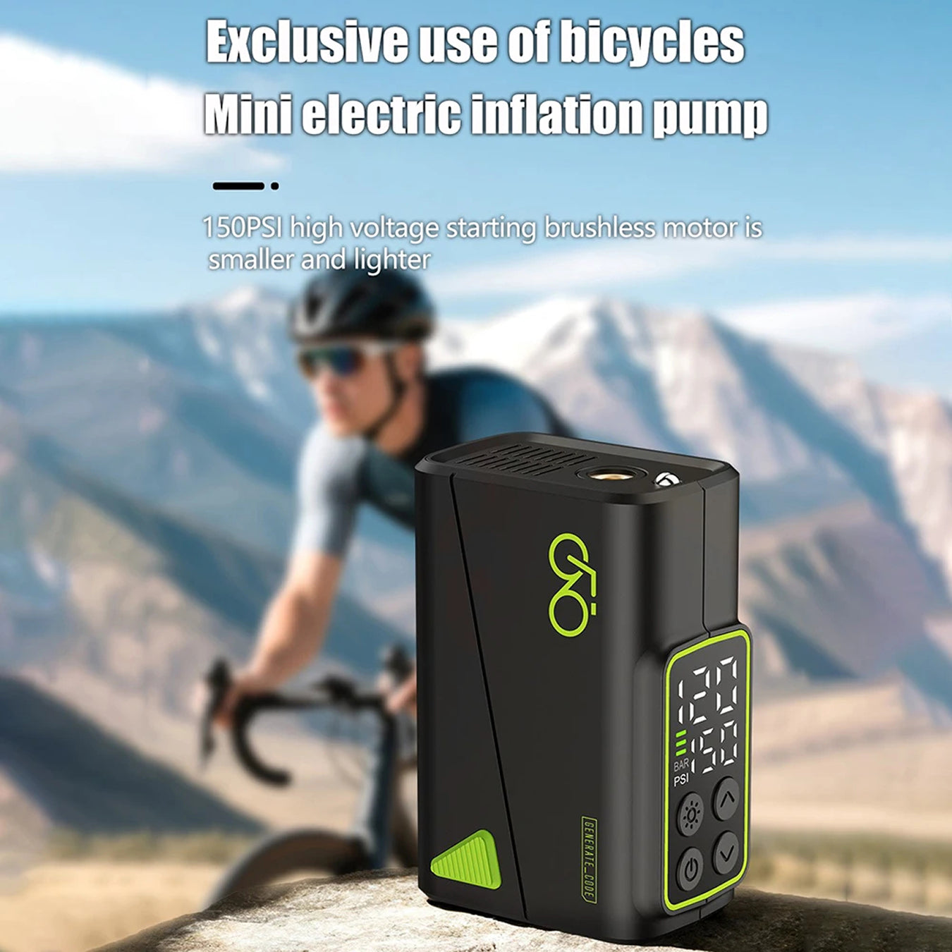 AirVoltix Portable Electric Bike Pump 150 PSI for Road & MTB