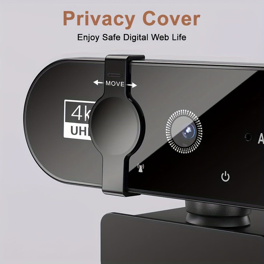 Camlyraxe 4K Ultra HD Webcam with Auto-Focus and Privacy Cover
