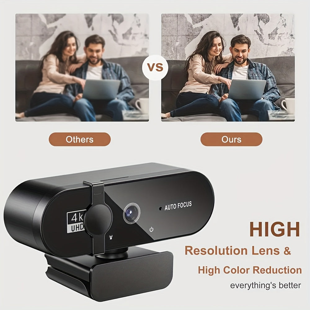 Camlyraxe 4K Ultra HD Webcam with Auto-Focus and Privacy Cover