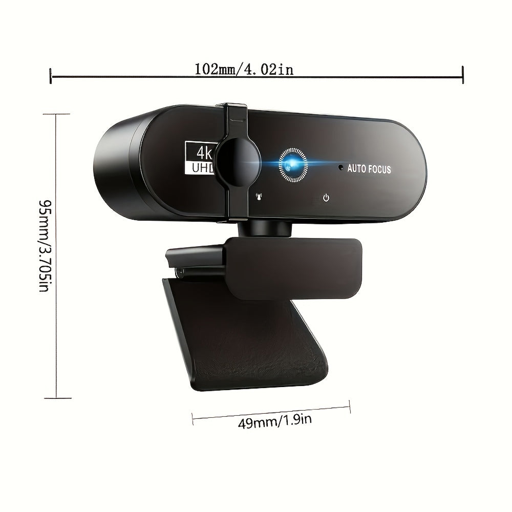 Camlyraxe 4K Ultra HD Webcam with Auto-Focus and Privacy Cover