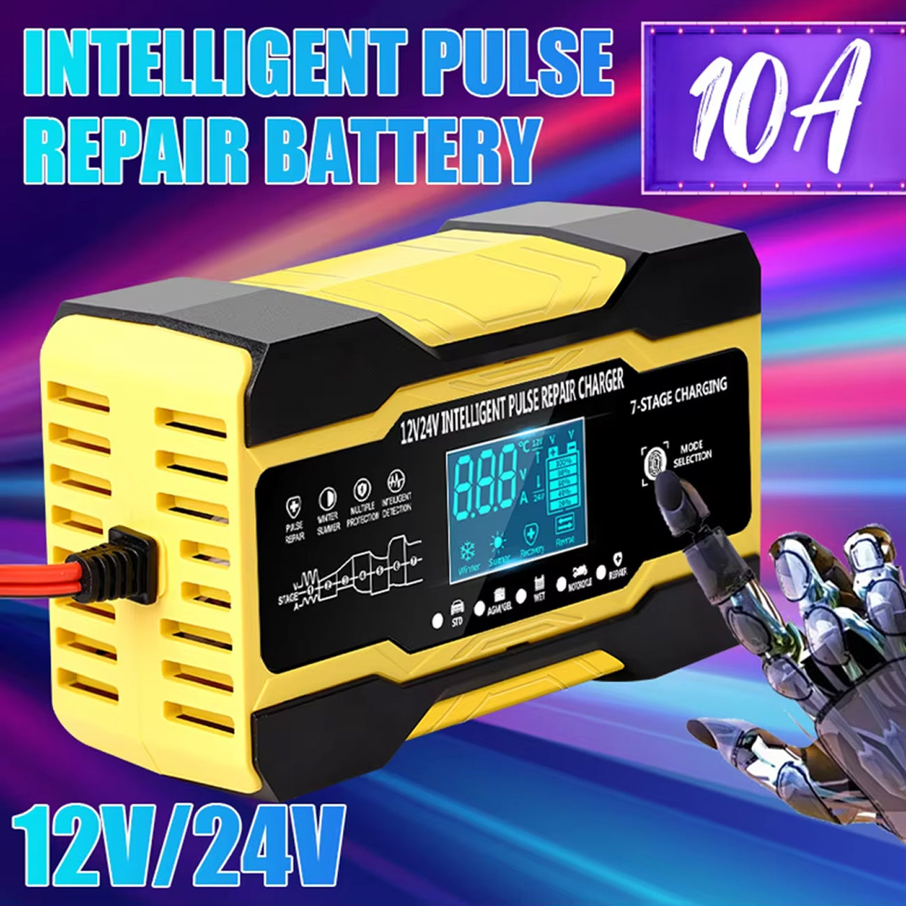 Carertery Smart Automatic 12V/24V Car Battery Charger & Maintainer