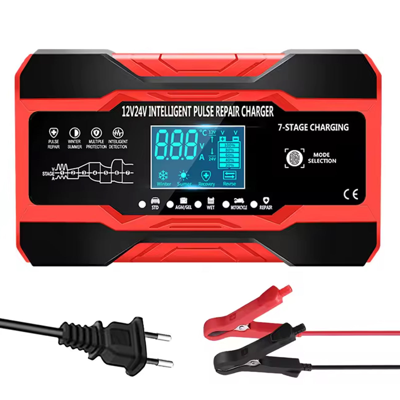 Carertery Smart Automatic 12V/24V Car Battery Charger & Maintainer