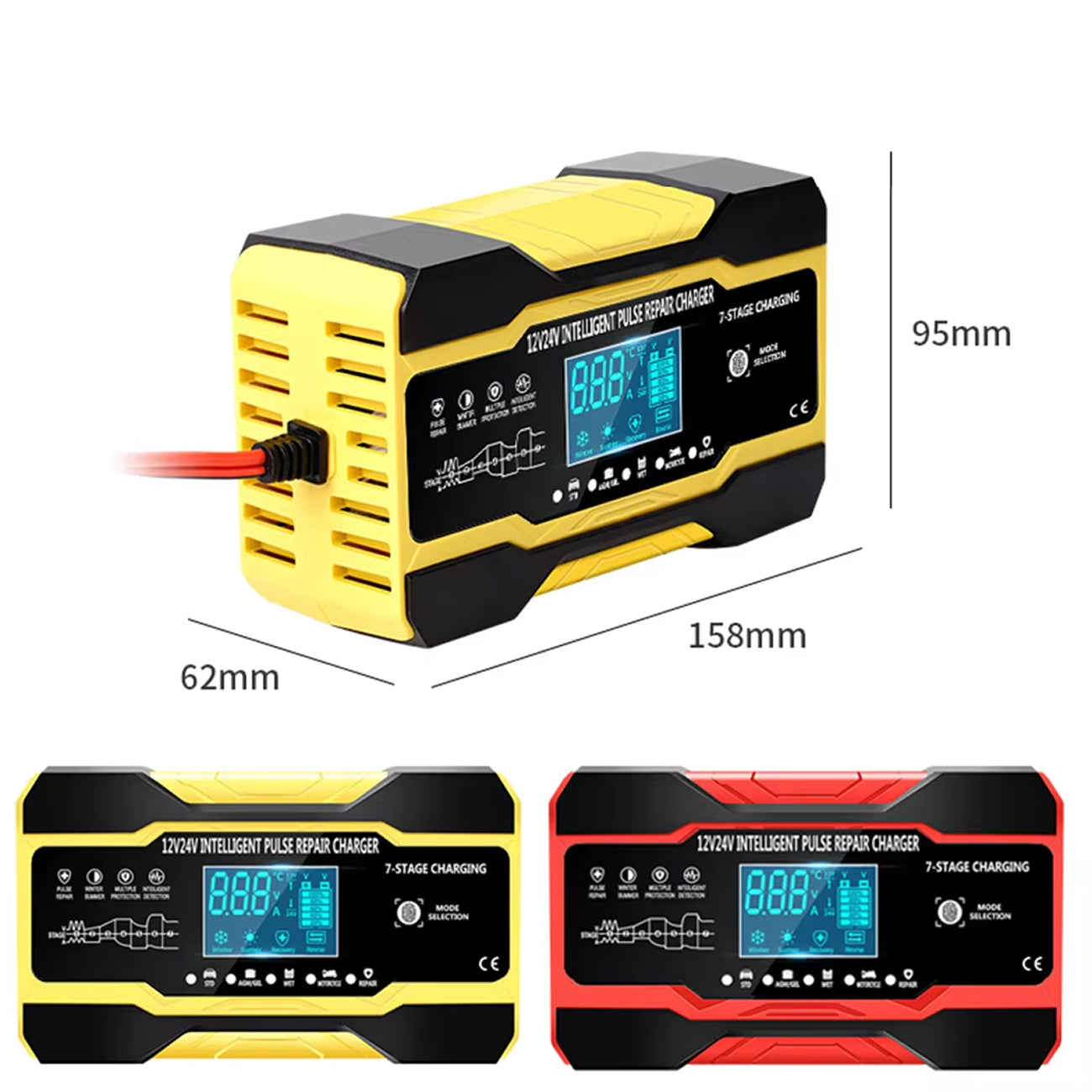 Carertery Smart Automatic 12V/24V Car Battery Charger & Maintainer