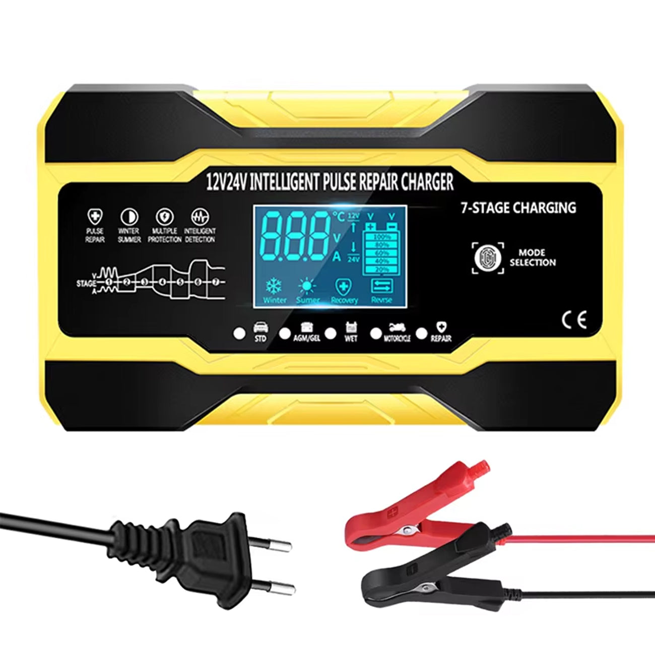 Carertery Smart Automatic 12V/24V Car Battery Charger & Maintainer