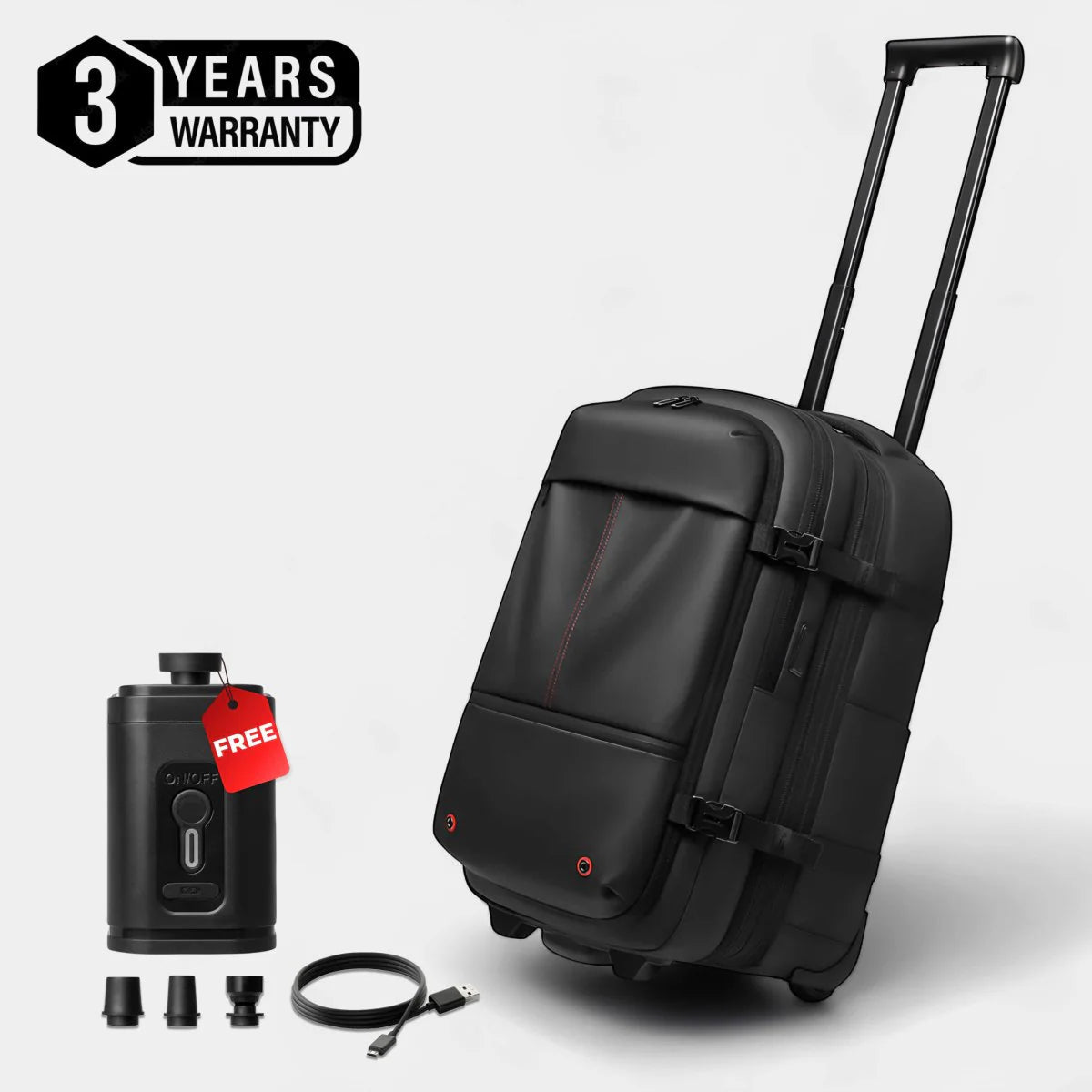 PakkyRoll Vacuum Compression Rolling Backpack for Travel