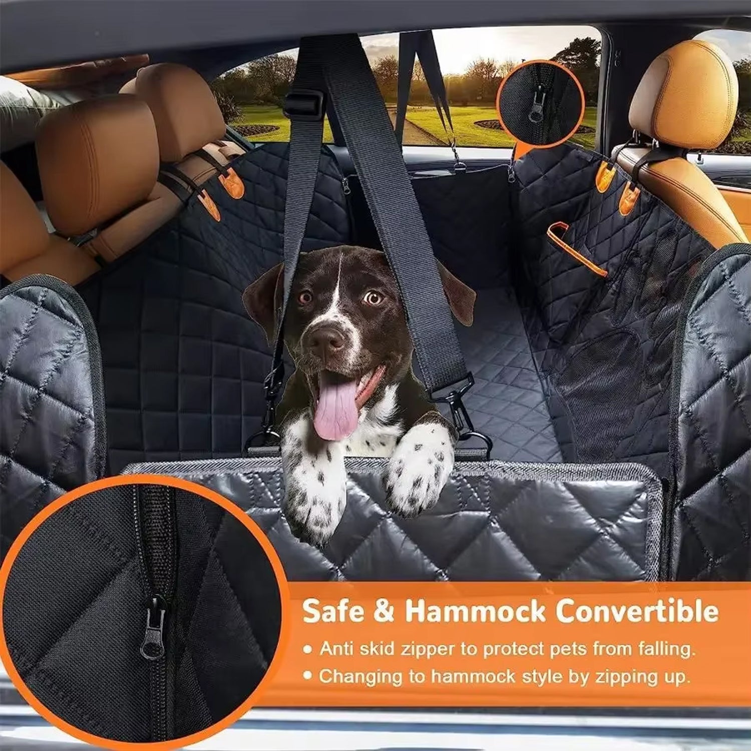 CoziPup Waterproof Dog Car Seat Cover with Hammock Mode