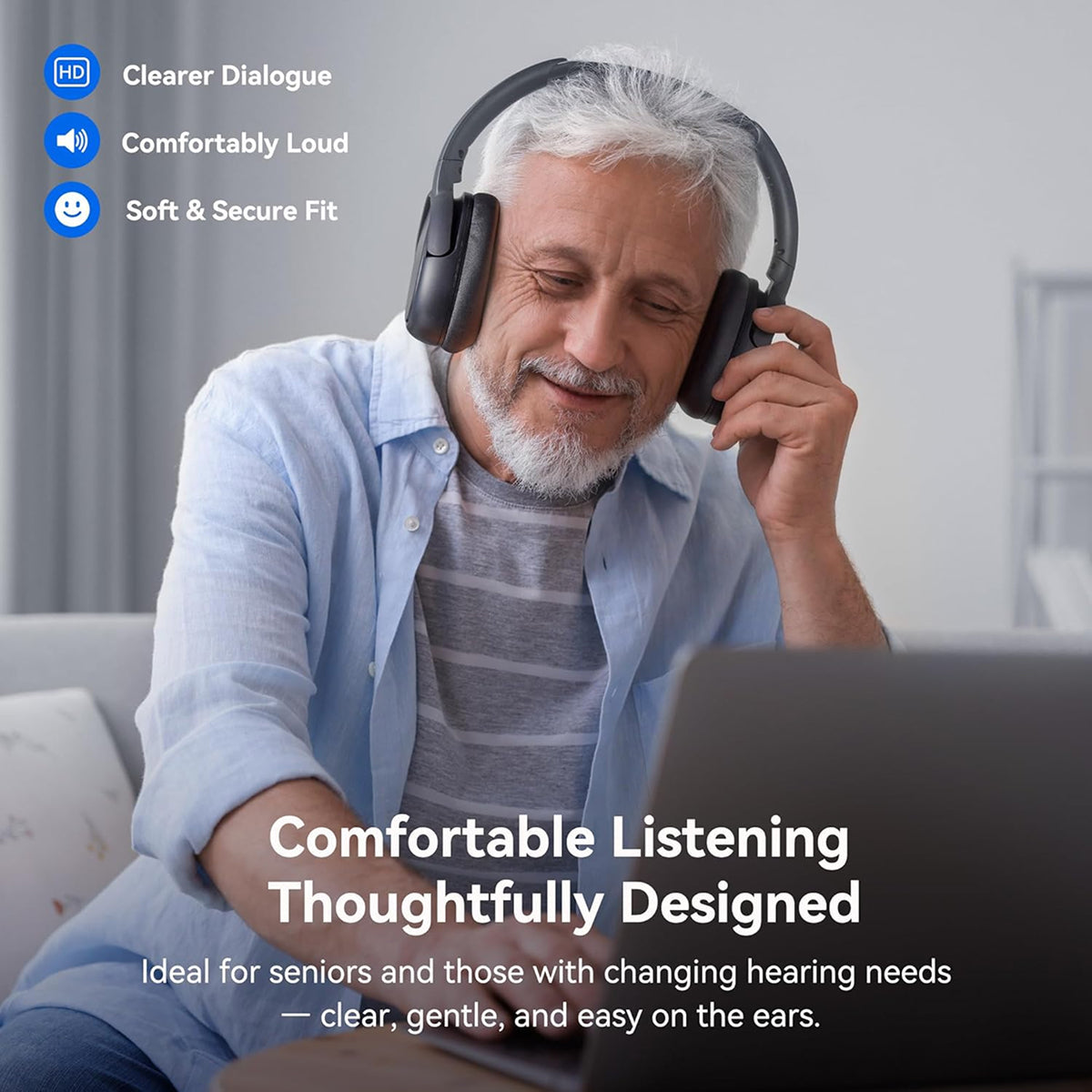 TunexiTV Wireless Bluetooth TV Headphones with Low-Latency Adapter