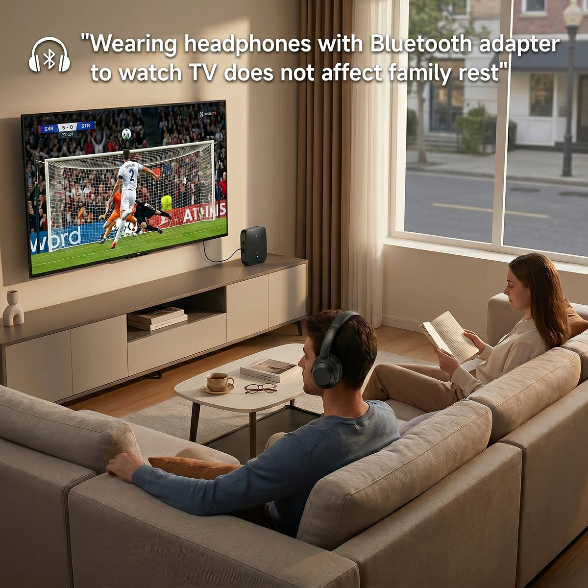 TunexiTV Wireless Bluetooth TV Headphones with Low-Latency Adapter