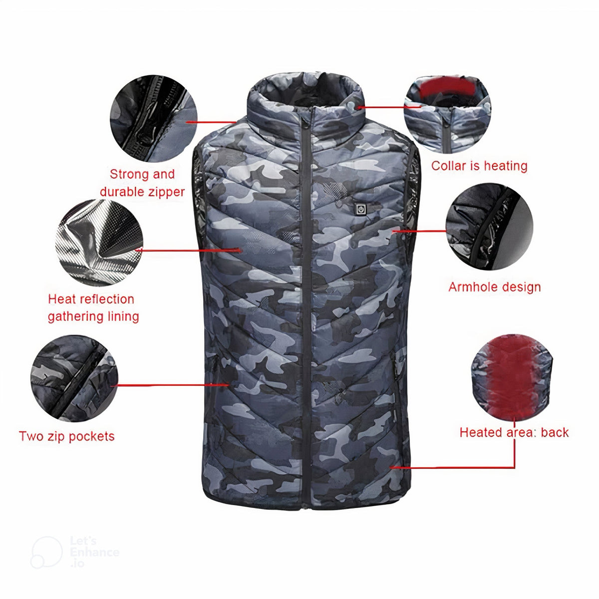 CryoFig Heated Outdoor Vest with 9 Zones and 10,000mAh Battery