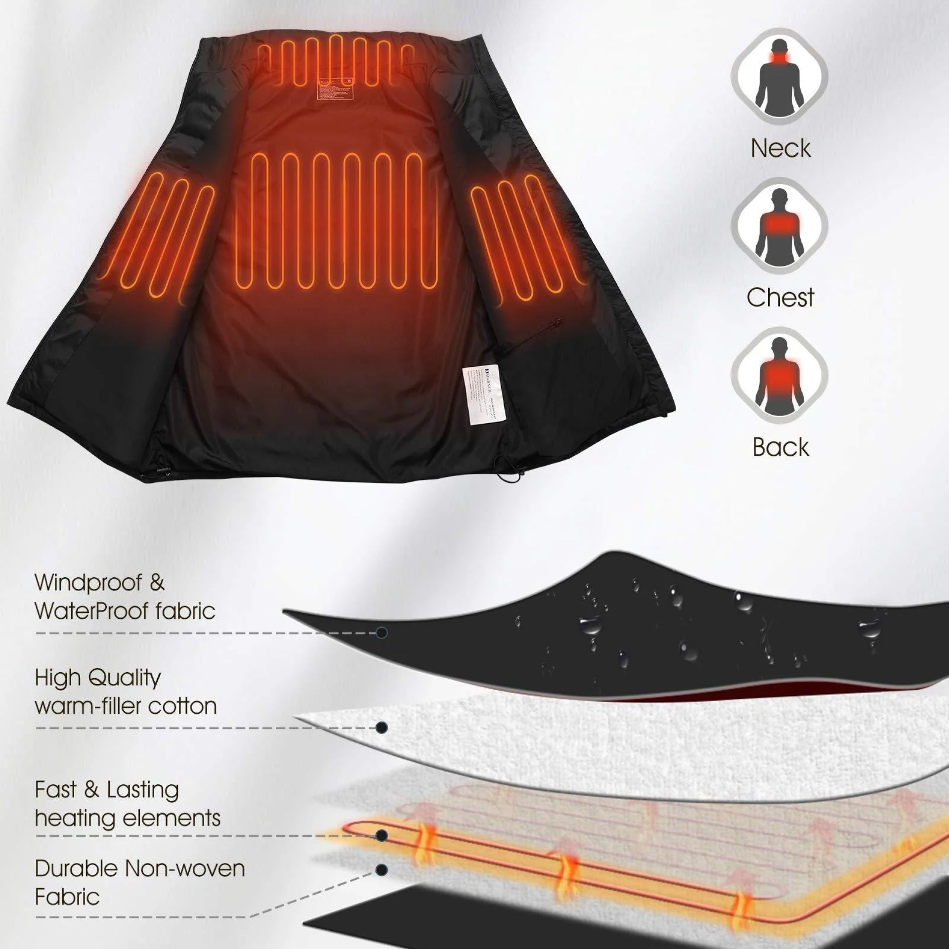 CryoFig Heated Outdoor Vest with 9 Zones and 10,000mAh Battery