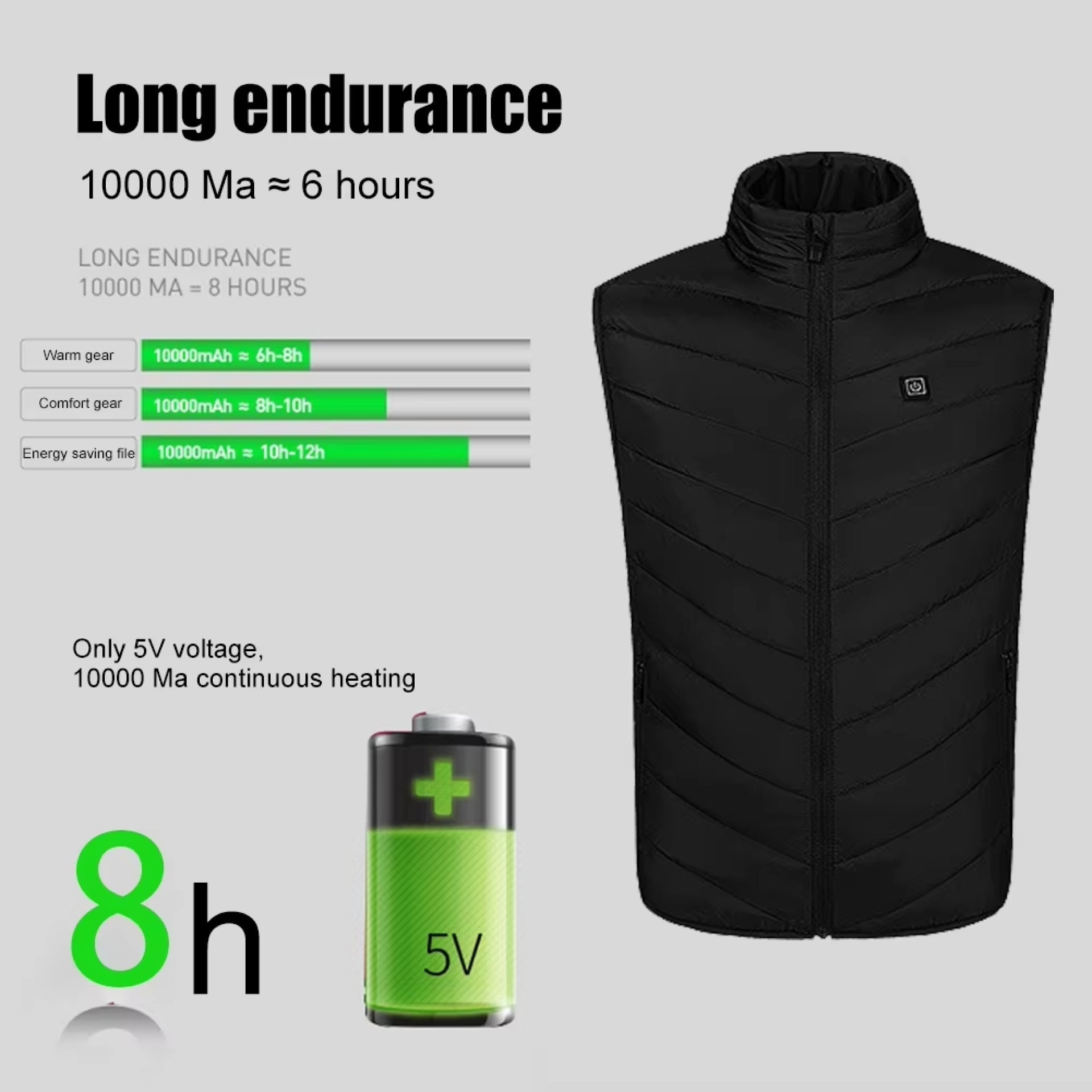 CryoFig Heated Outdoor Vest with 9 Zones and 10,000mAh Battery