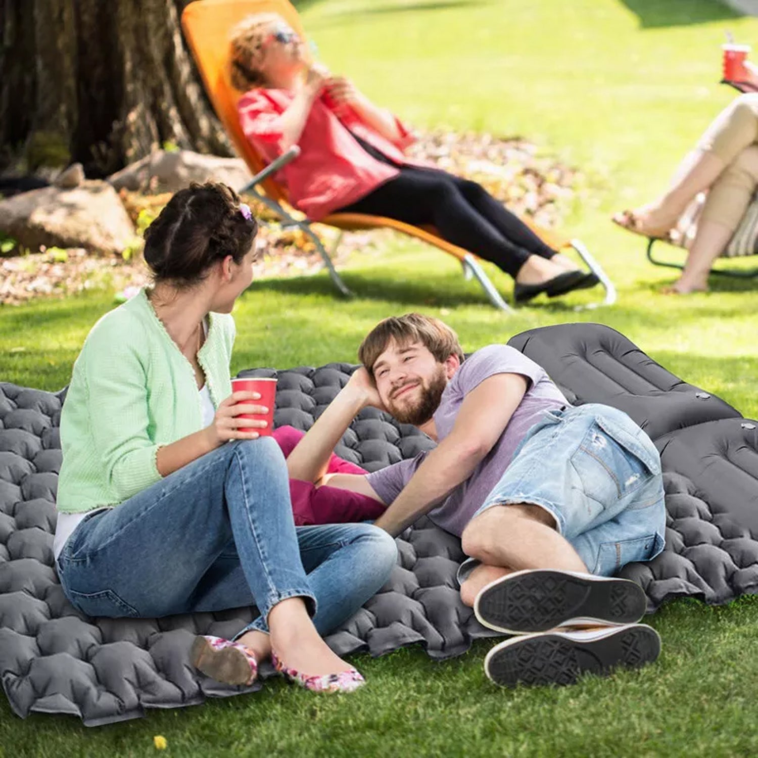 CusiTuxas Double Camping Sleeping Pad 4-Inch Thickness