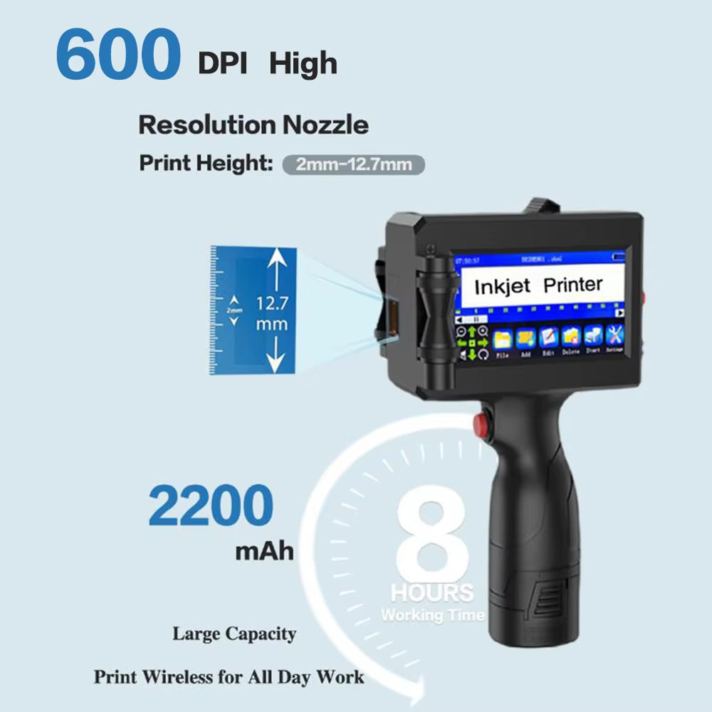 HandyPrin Handheld Inkjet Printer 600 DPI Portable Coder