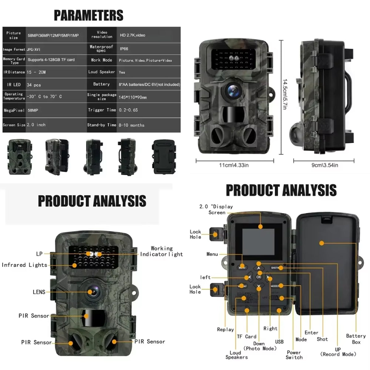 Dark4llow 58MP Trail Hunting Camera with Night Vision & 0.2s Trigger